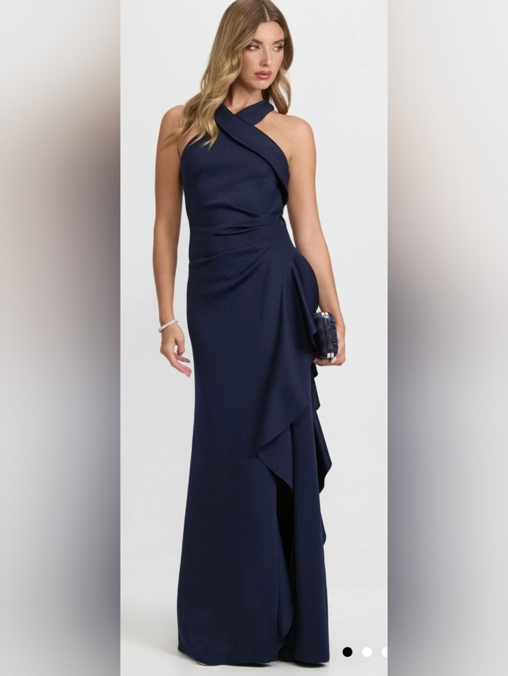 Laura Waterfall Flounce Dress, Blue, Size US 10